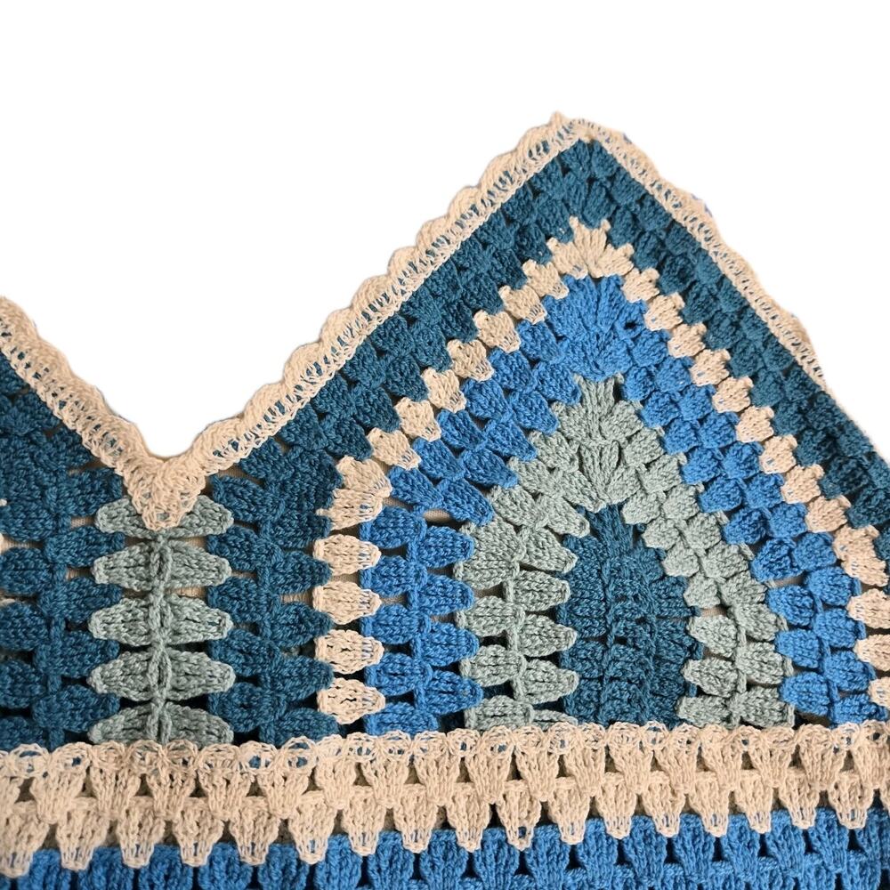 REBELLION Again Sz MED Blue & Aqua Crochet Cropped Top NWT BOHO HIPPIE FESTIVAL - Picture 4 of 6